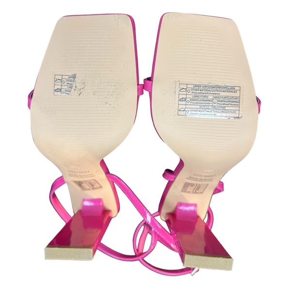 Forever 21 Hot Pink Faux Leather Square Toe Block Barbiecore Romantic Heels - Picture 8 of 13